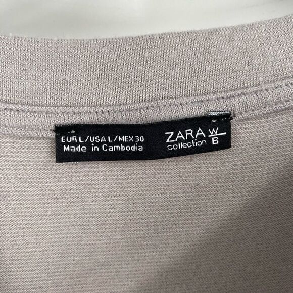 Zara Women’s Long Sleeve Round Neck Layered Hemline Blouse size L - Picture 2 of 3